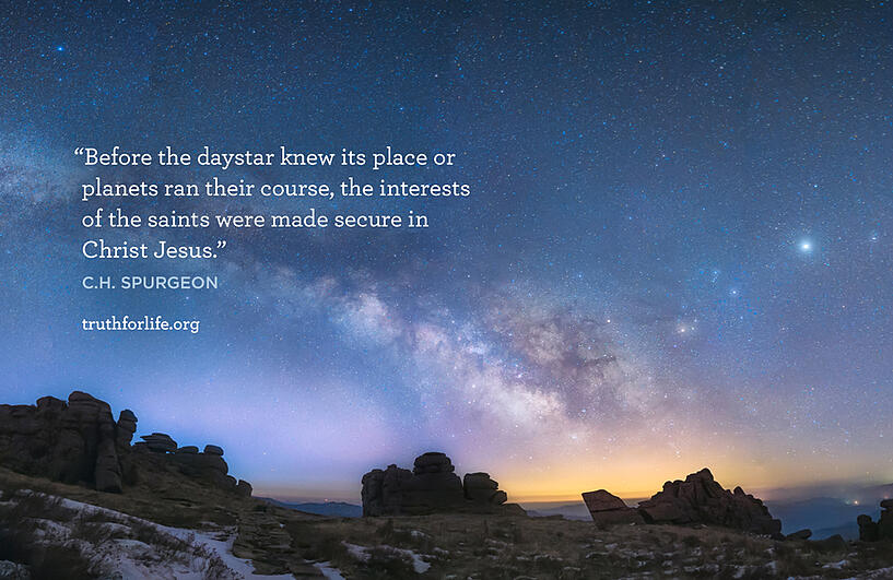 Before the daystar knew its place or planets ran their course, the interests of the saints were made secure in Christ Jesus. - C.H. Spurgeon