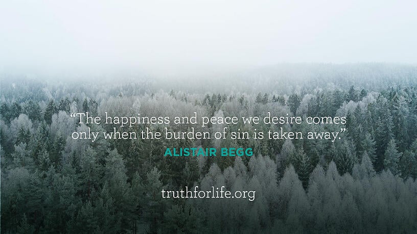 The happiness and peace we desire comes only when the burden of sin is taken away. - Alistair Begg